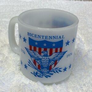 GLASBAKE BICENTENNIAL EAGLE SHIELD MILK GLASS MUG